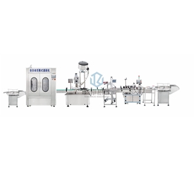 Cough syrup filling and locking cover labeling production line